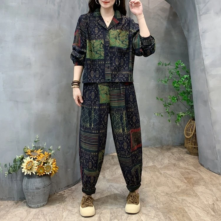 套装短袖件套大码女装休闲哈伦裤中年妈妈夏装2024洋气新款显瘦新