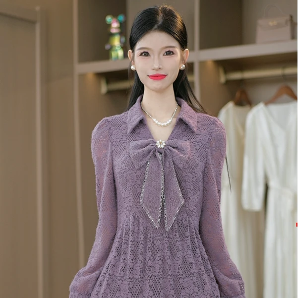 早秋温柔气质优雅减龄设计感显瘦连衣裙M-4XL