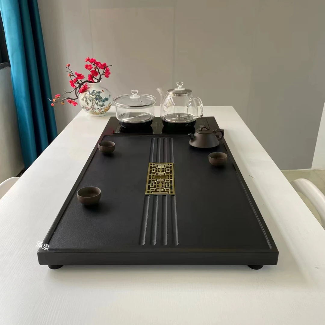 天然乌金石时尚石茶盘水到渠成一体款整版整块无拼接家用办公用