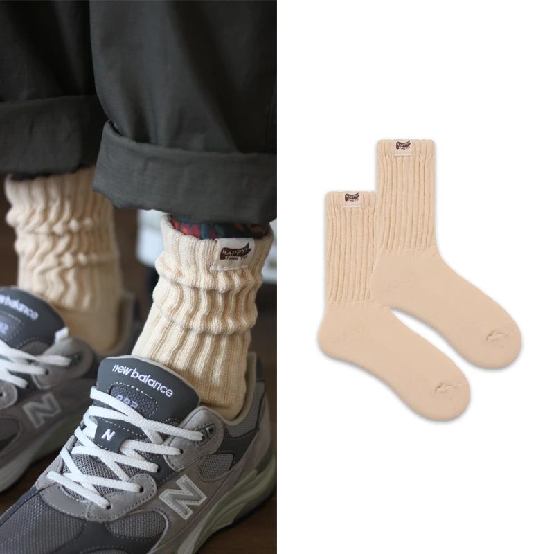 【衣末街区】3双日系cityboy风复古布标长袜子男毛巾底加厚学生潮袜
