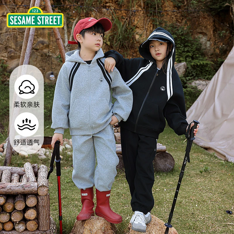 【ZB】芝麻街秋季新款儿童连帽百搭运动套装ZQDM013