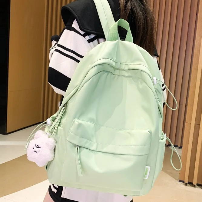 纯色书包女大学生韩版ins大容量简约无印背包初中高中生双肩包女