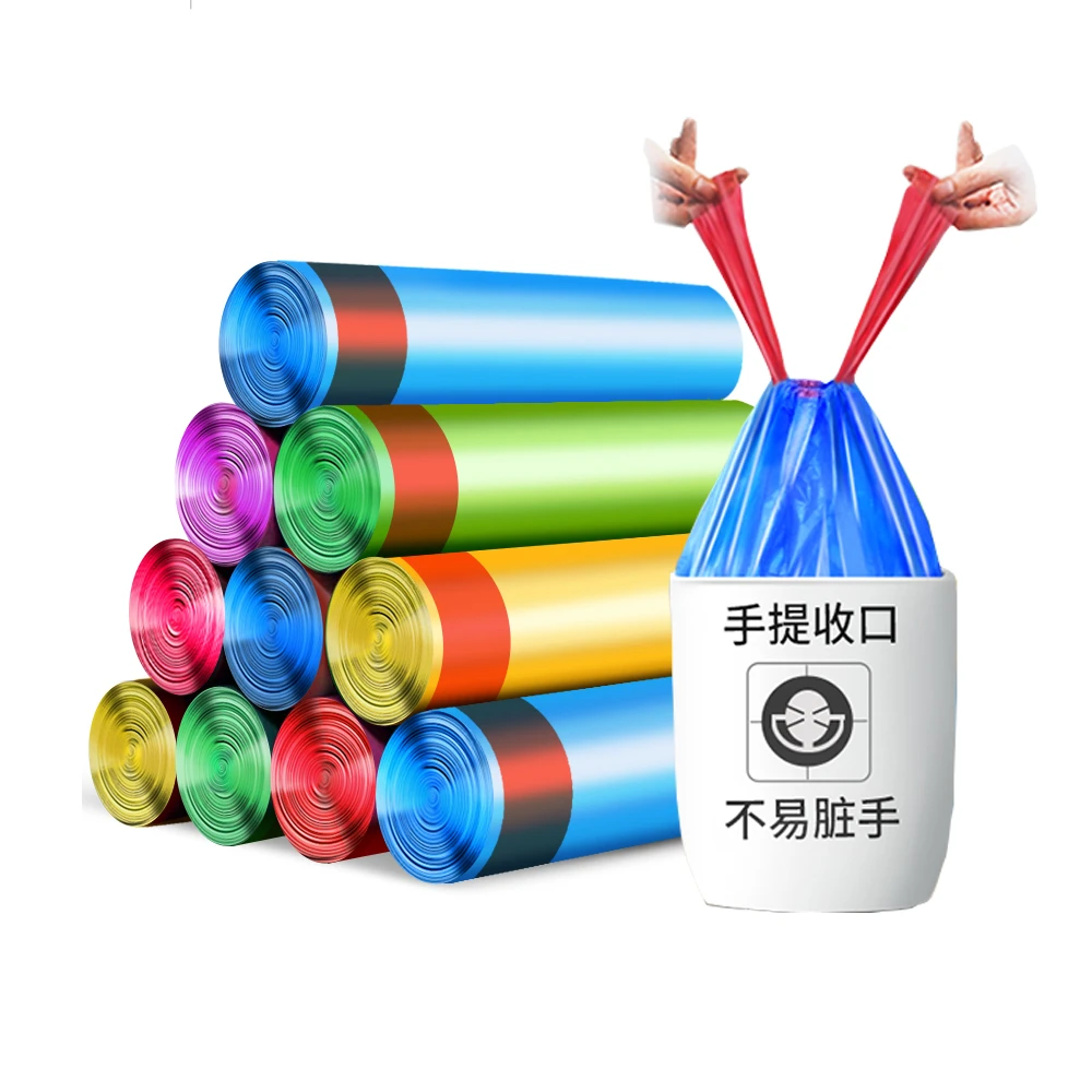 【新人专享】居家实用抽绳垃圾袋五卷75个 颜色随机非跳舞毯