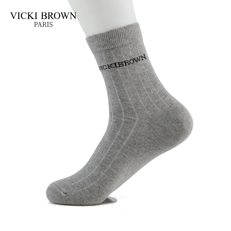 VICKI BROWN商务男袜男士舒适透气长筒袜子吸汗防臭运动长袜