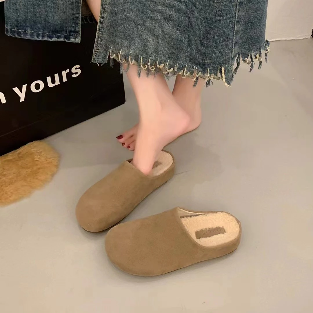 8001新款包头加棉舒适圆头百搭时尚半拖博肯鞋