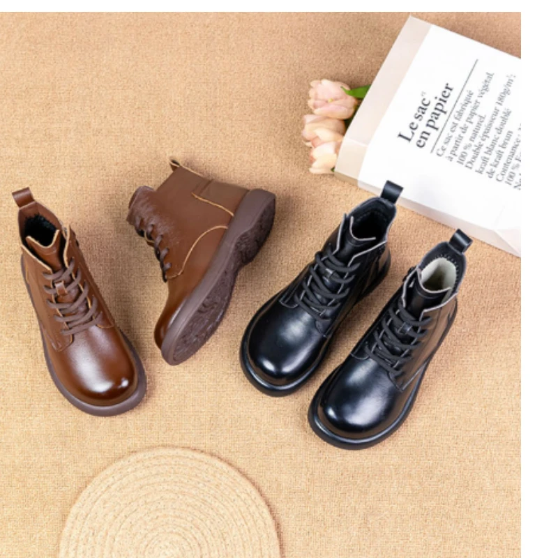 9953系带系带软底舒适合适圆头百搭时尚休闲马丁靴