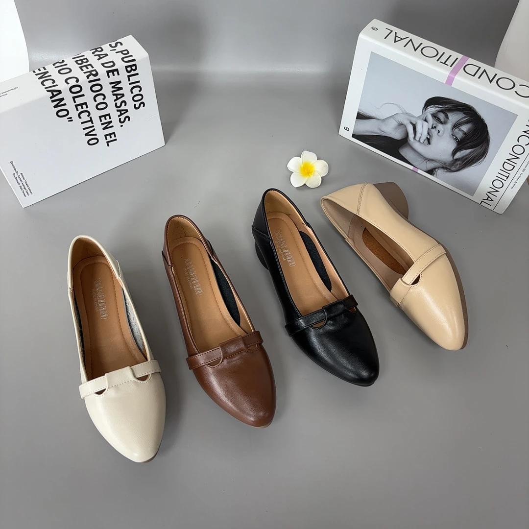 1006新款尖头两穿舒适百搭矮跟小单鞋