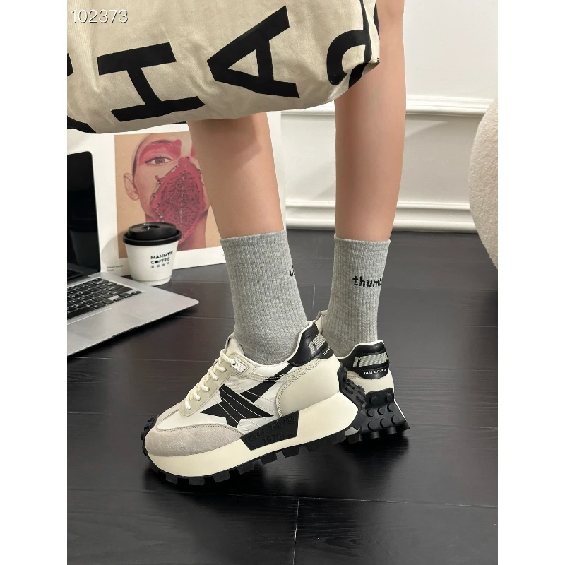 603新款系带圆头厚底舒适百搭阿甘鞋仓