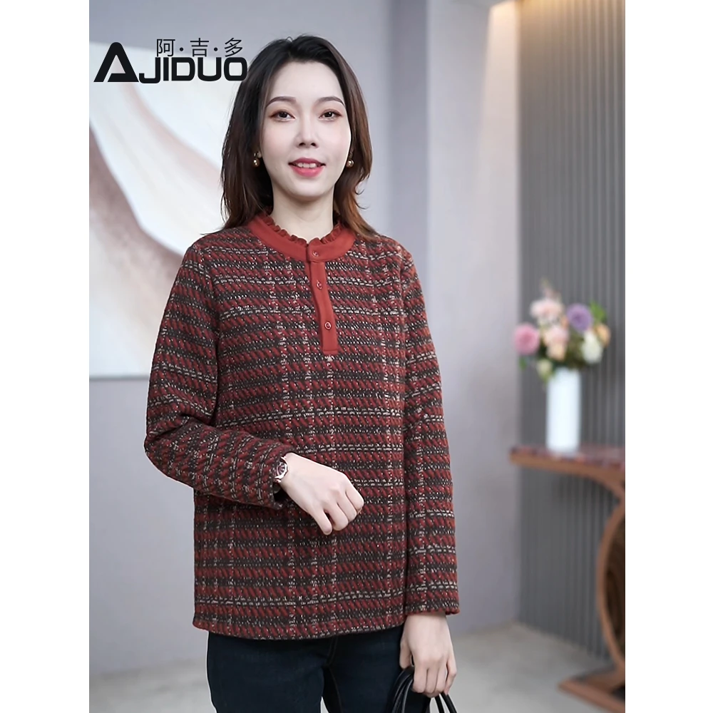 内搭单穿都好看气质长袖上衣女秋冬新款大码妈妈装时装显瘦t恤衫