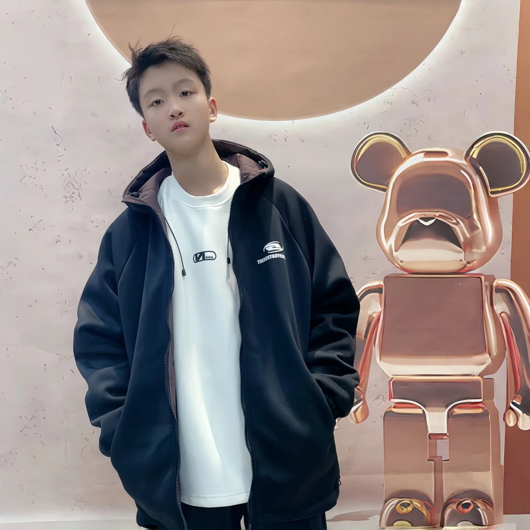 青少年秋冬双面穿外套学生时尚休闲百搭立领宽松风衣潮流韩版夹克