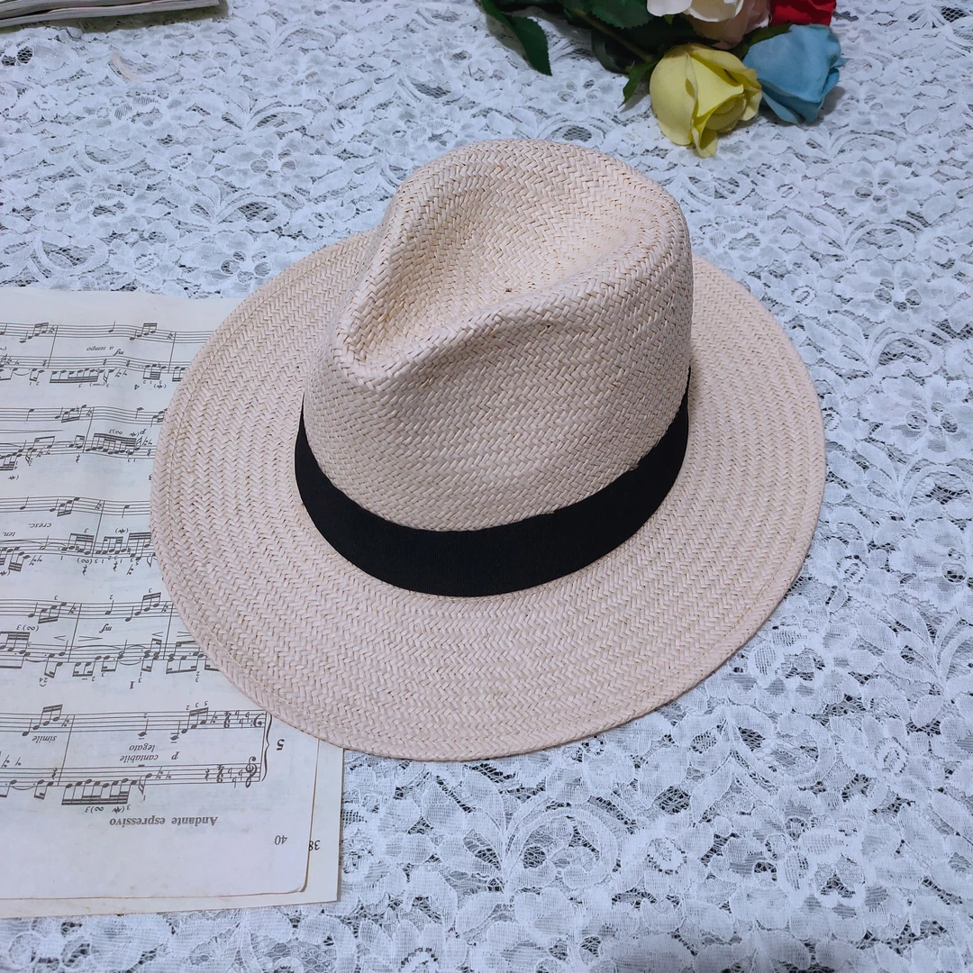 男女同款 巴拿马手工编织帽 草帽遮阳帽防晒帽经典百搭爵士帽礼帽