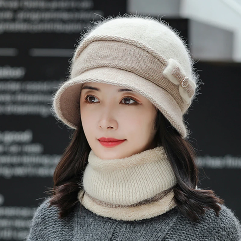 冬季帽子女加绒保暖针织毛线帽秋冬天老太太加厚防寒中老年妈妈帽