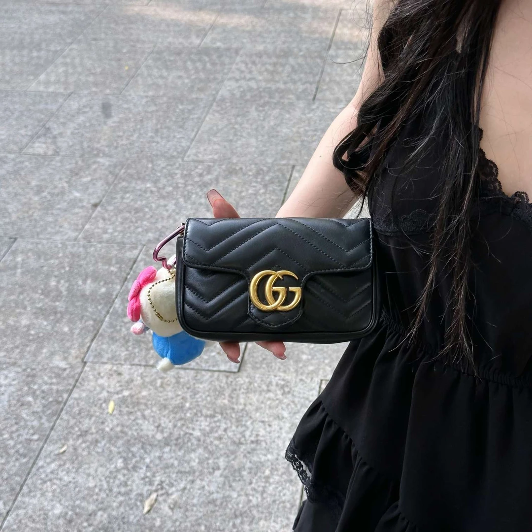 95新 GUCCI/古驰 甄珍 古驰黑金超mini马蒙 14891