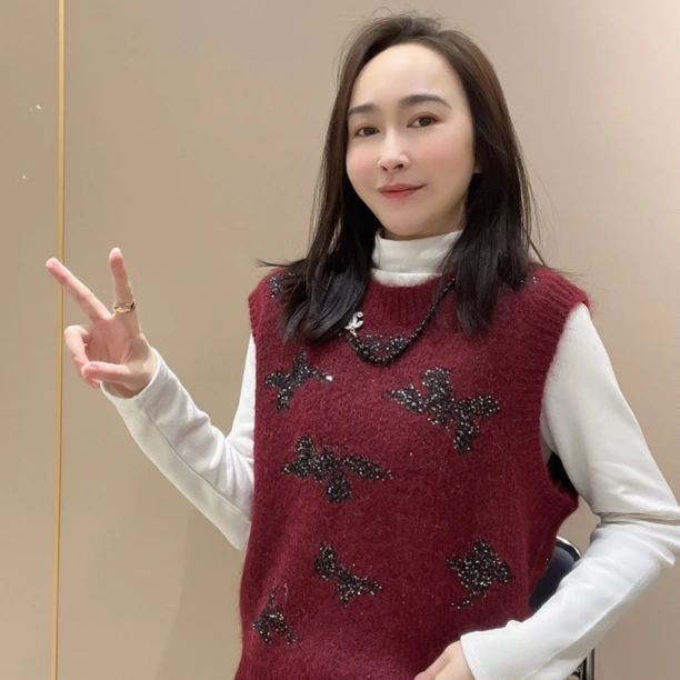 112005新款爆款秋冬百搭洋气新款轻奢针织无袖马夹时尚女士