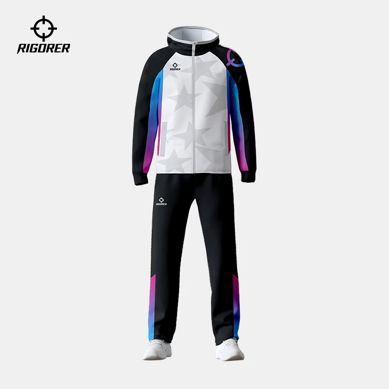 准者运动出场服套装比赛外套长裤数码印男连帽星星篮球训练服上衣