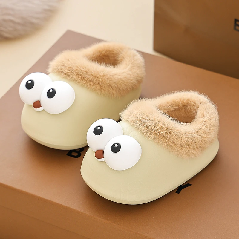 包跟大眼睛棉拖鞋EVA防水宝宝加绒加厚保暖秋冬季婴幼儿外穿家居