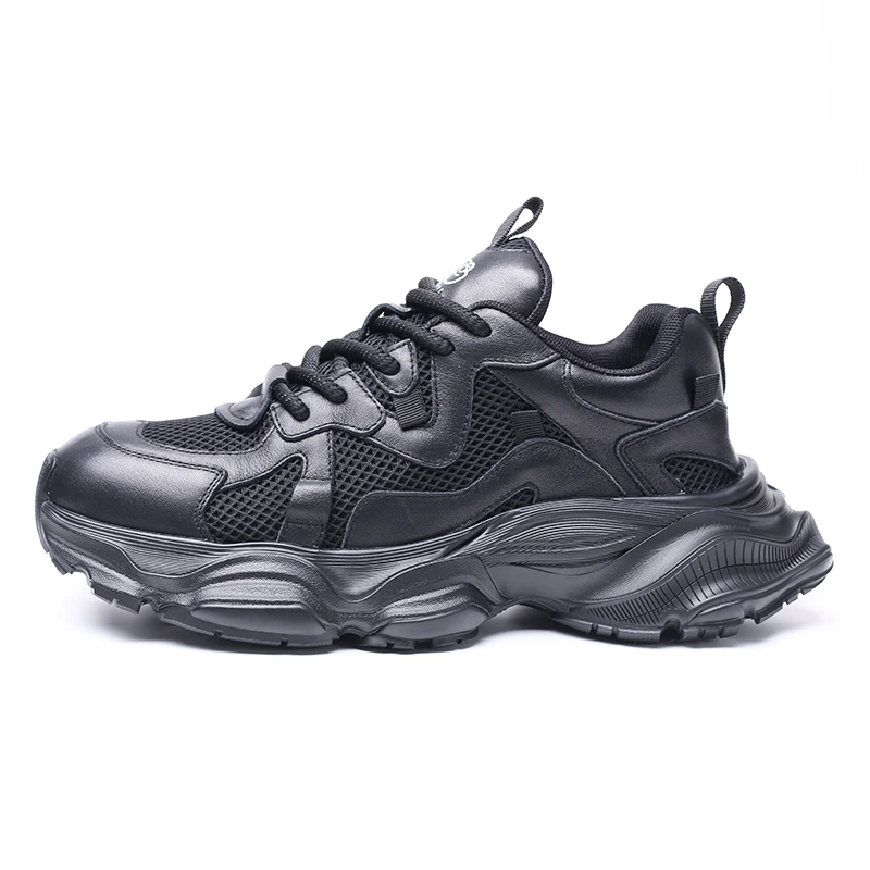 2024户外男士潮流穿搭休闲皮鞋夏季透气黑色6755