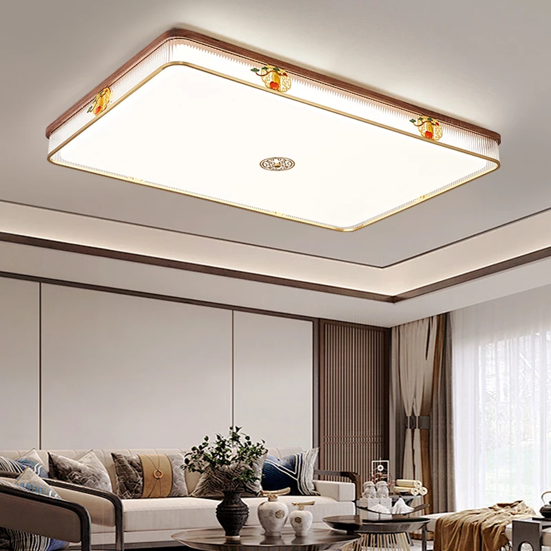 新中式全铜+北美黑胡桃木吸顶灯大气客厅餐厅卧室书房茶室轻奢