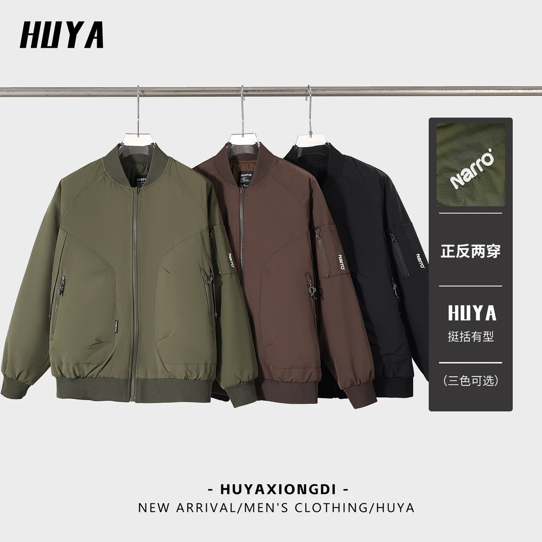 【黑妹专属】情侣外套冬户外防风保暖棒球翻领双面穿休闲棉服M6626