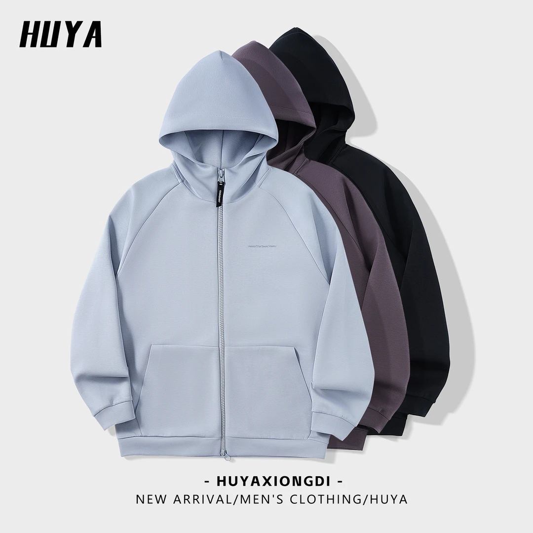 虎牙兄弟男士卫衣春户外运动休闲简约字母情侣连帽拉链上衣86760