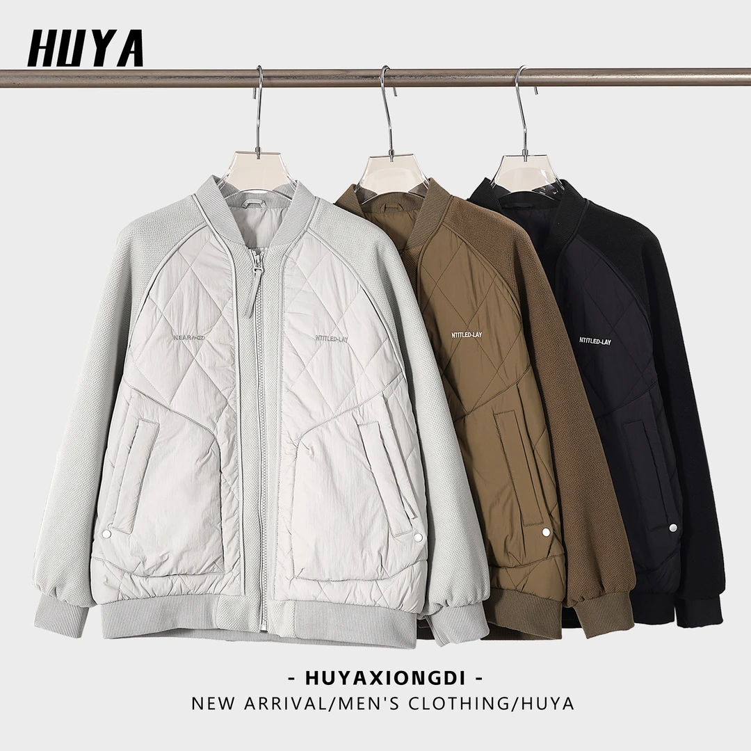 虎牙兄弟外套男冬爆款加绒保暖美式运动休闲双口袋加厚棉服66300