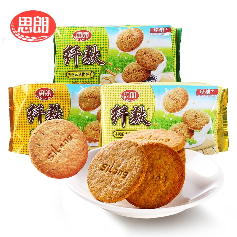 思朗570g纤麸消化饼干黑芝麻味五谷杂粮粗粮小麦燕麦独立包装