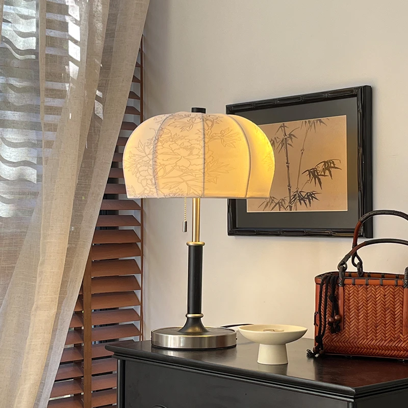 法式复古中古风台灯美式实木卧室床头灯侘寂风客厅酒店高级感灯