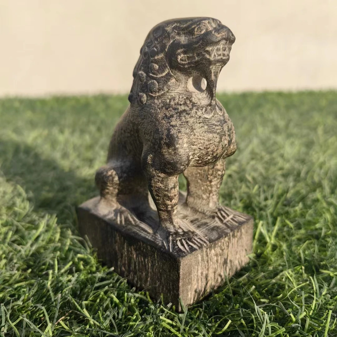 天然青石仿古小石狮/手把件/家居装饰