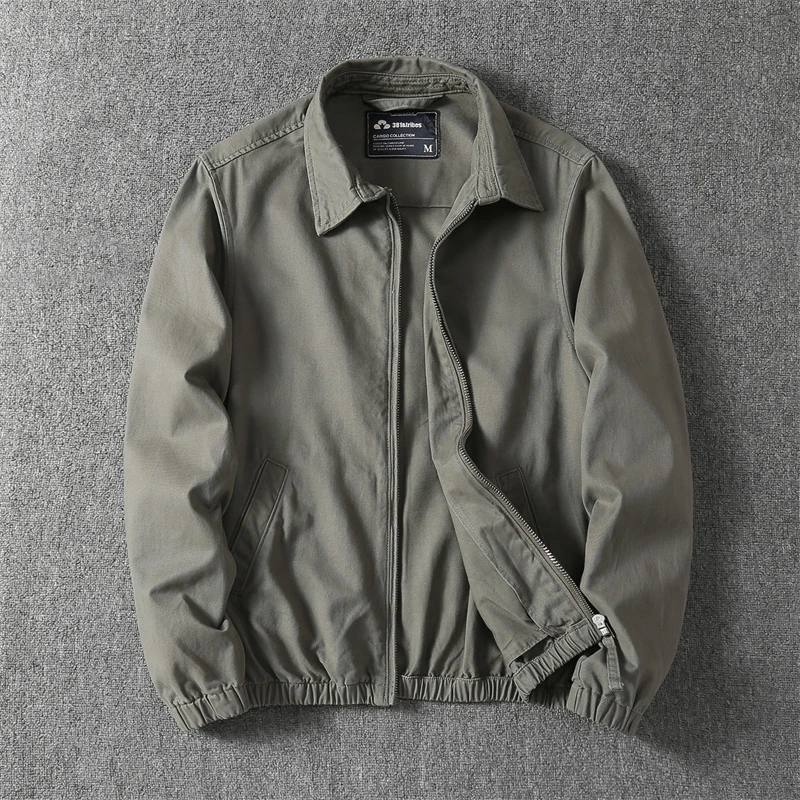 春秋冬男装高端时尚简约厚实纯色宽松男士翻领商务休闲夹克外套