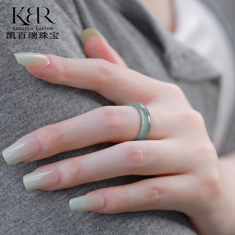 【甄选】凯百瑞繁星意境高冰种天然A货翡翠戒指高定指环KBR0610001