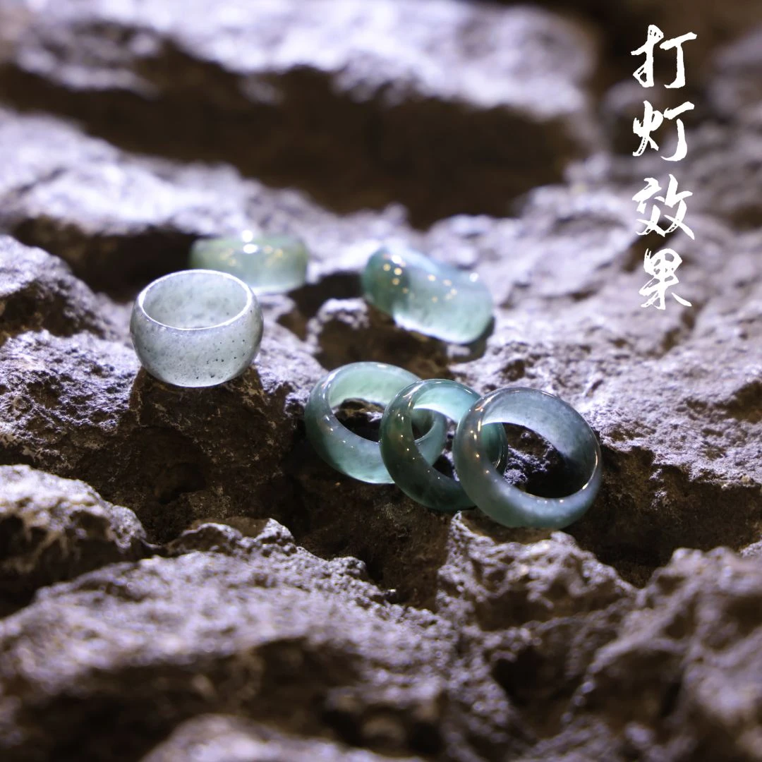 水墨烟色轮胎宽版天然A货翡翠戒指环女 贵气多样性发货KBR0418001