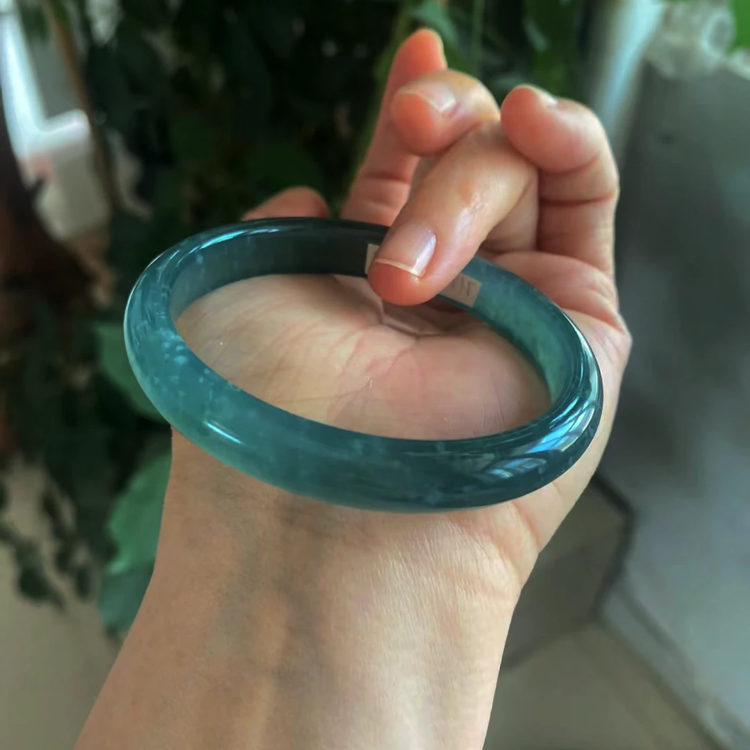 纯正老蓝水雪花棉天然A货翡翠手镯正圈多样性发/单只 KBR0823003
