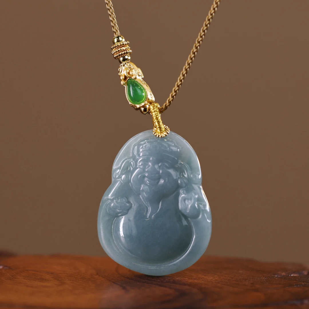 【甄选】高定天然A货翡翠财神吊坠挂坠项链时尚气质百搭 KBR1023007