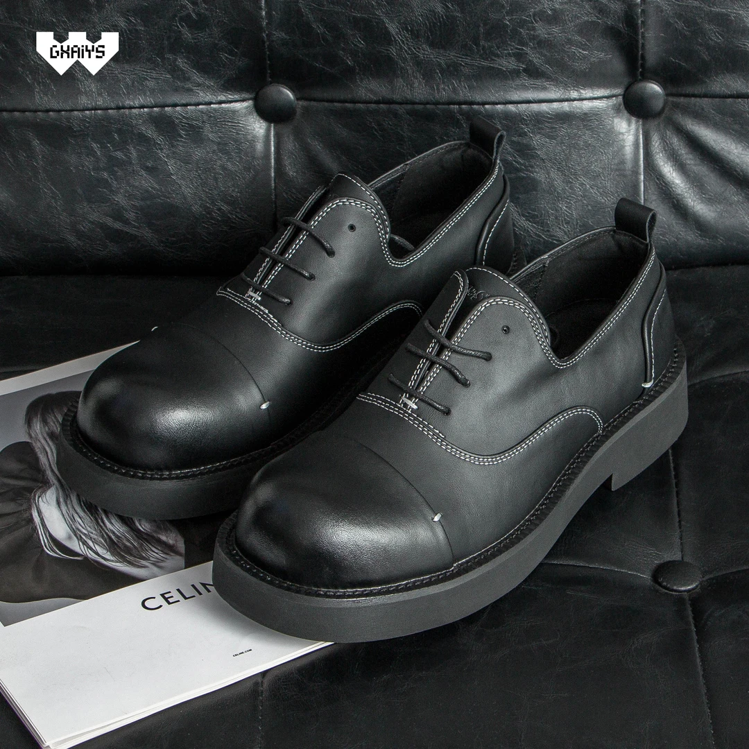 清仓捡漏！高级感厚底增高大头皮鞋德比鞋男小众复古系带休闲百搭