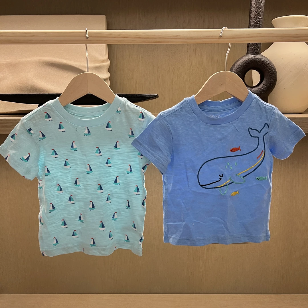 男宝竹节棉鲸鱼帆船卡通儿童节短袖T恤透气夏季