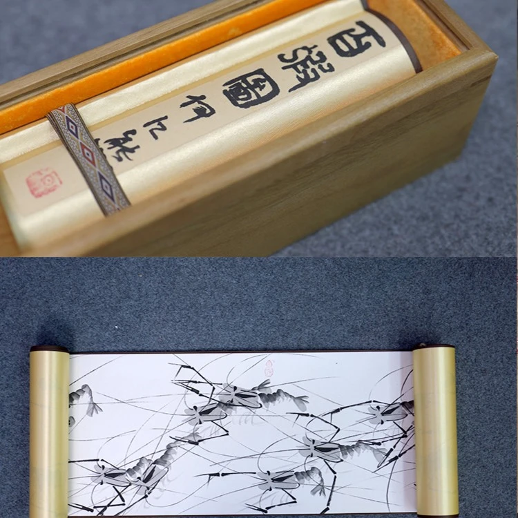何江熊手绘长卷手绘《百虾图》墨10米大作