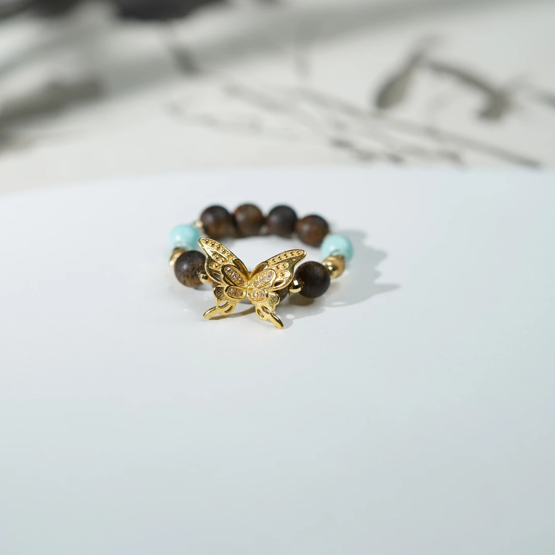 绿松蝴蝶*戒指*18k金镶嵌