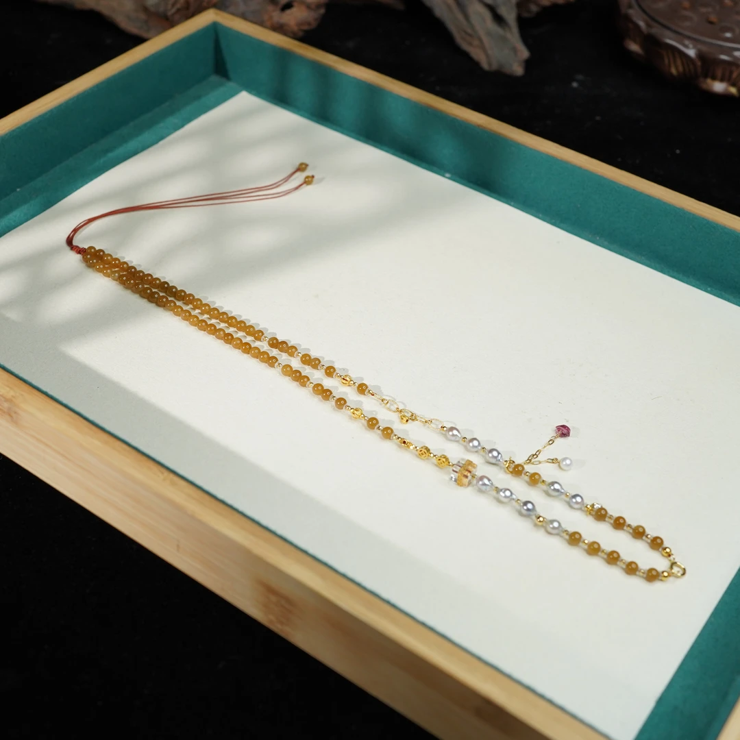 【黄金糖】和田玉*毛衣链*18k金镶嵌