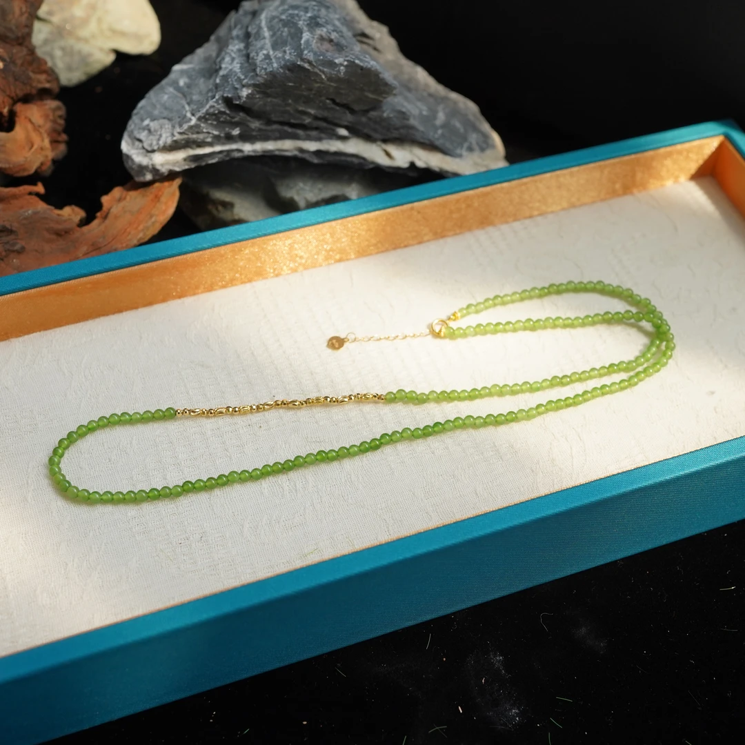 【佩洁】*寒春*和田碧玉18k金项链