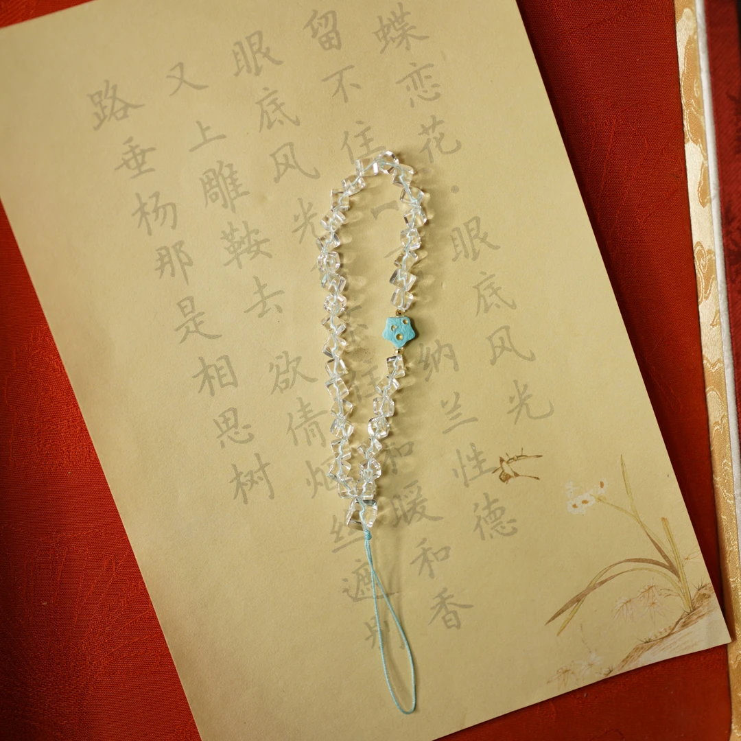 水晶方糖*手机挂*18k金镶嵌