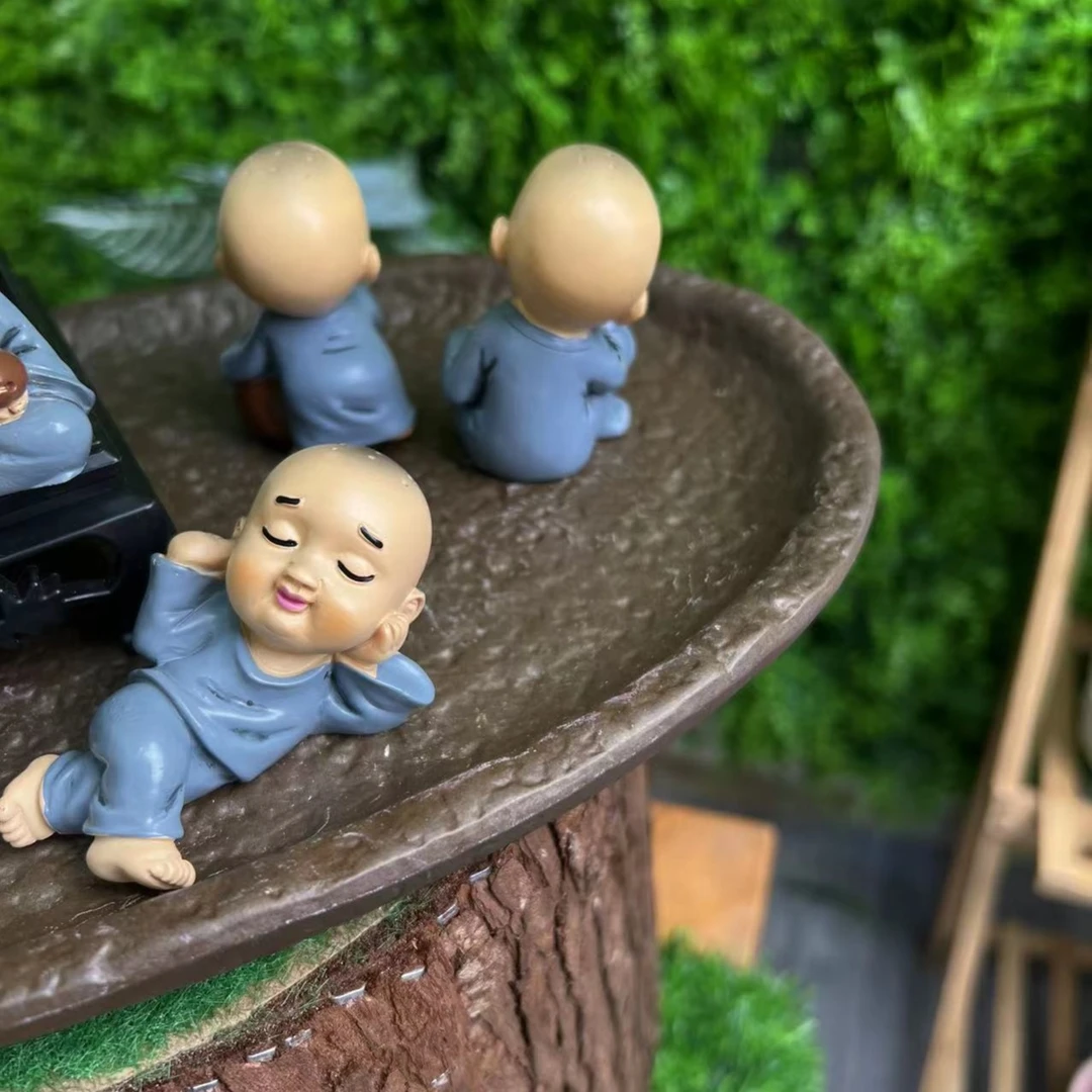 史克森禅意可爱小和尚茶桌办公室桌面手工摆件多肉花盆盆景装饰