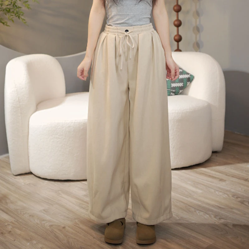 6035秋冬舒适慵懒休闲显瘦中式加绒加厚棉裤女百搭长裤