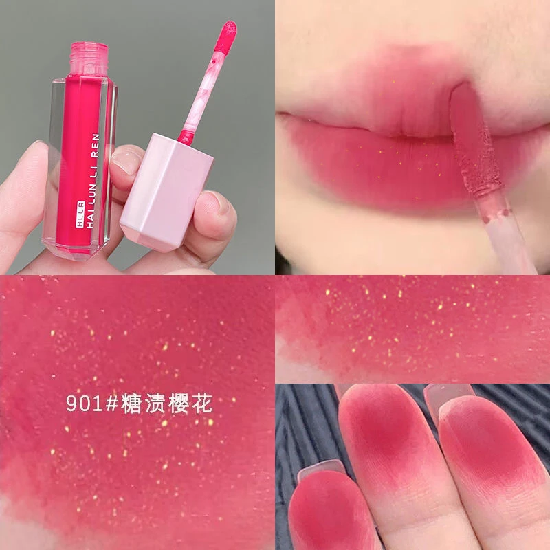 唇釉伪素颜沾杯学生低饱和哑光雾面水润小众口红丝绒显白纯欲糖渍