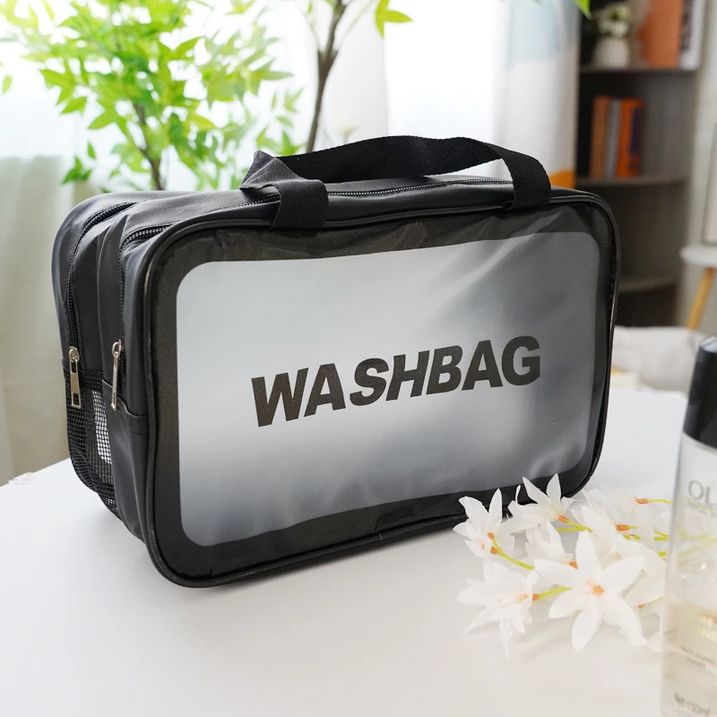 防水磨砂化妆包大容量化妆品收纳袋简约手提便携旅行透明洗漱包厂