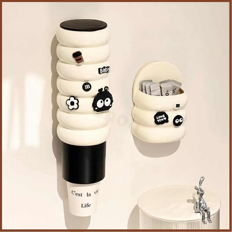 一次性杯子自动取杯器壁挂式纸杯架大容量水杯带盖子创意收纳杯架