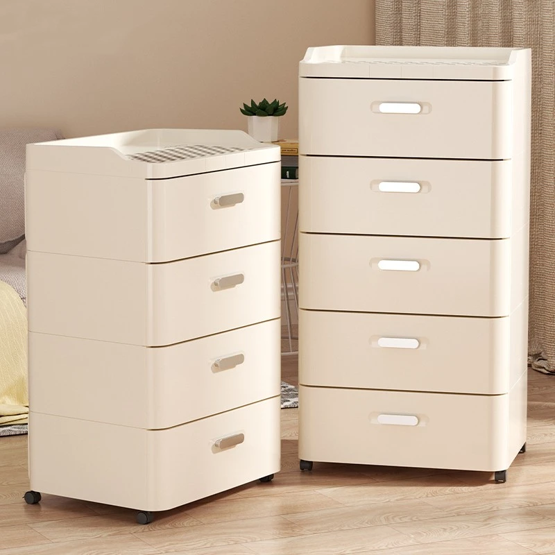收纳柜抽屉式家用客厅零食收纳柜多层卧室床头柜置物柜加厚塑料