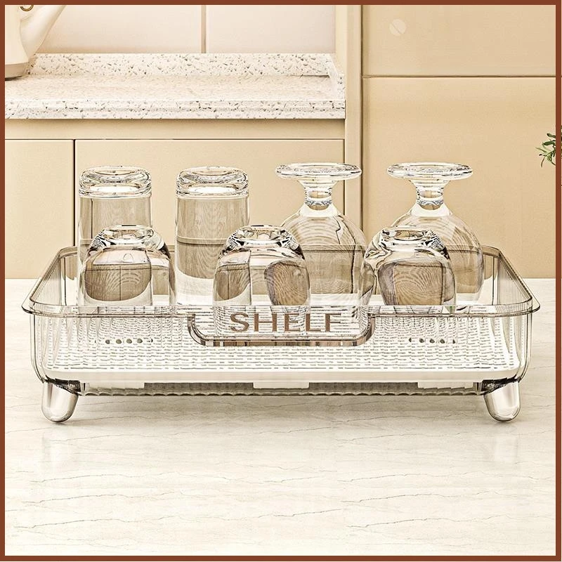 茶盘2024新款家用茶杯沥水托盘长方形客厅茶几茶具杯子收纳盒轻奢