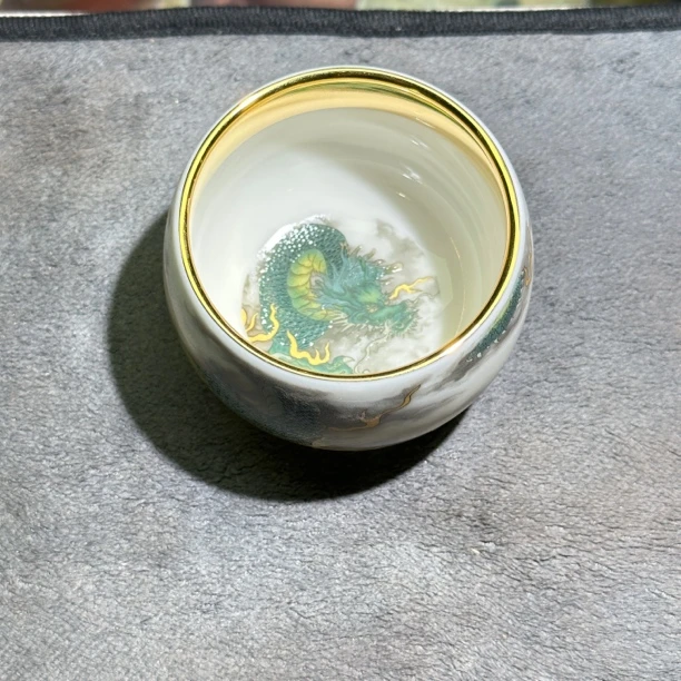 【闪购商品】瓷茶盏 青龙鎏金主人杯