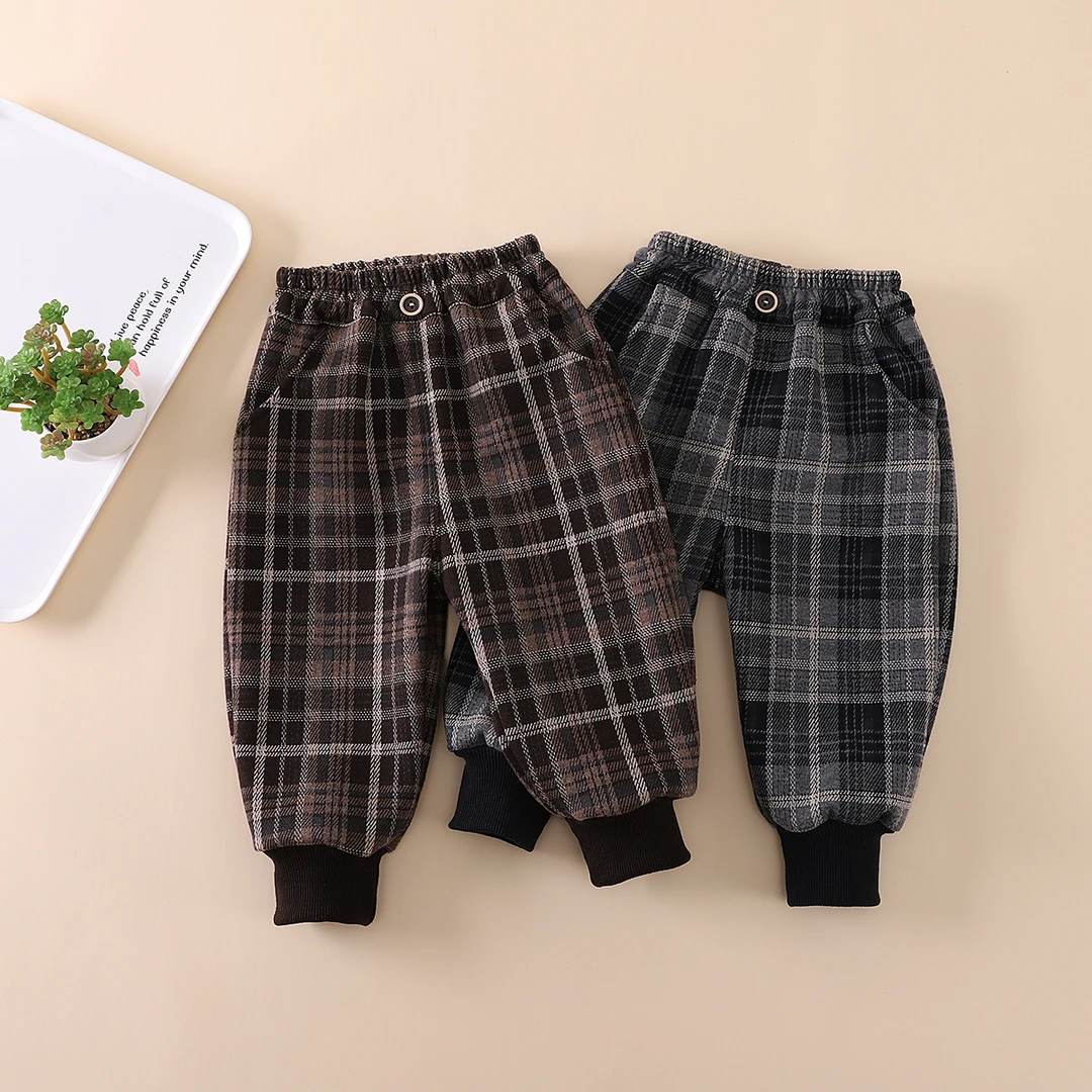 男童加绒裤子一体绒新款2024韩版潮流长裤儿童冬季运动裤薄绒童裤