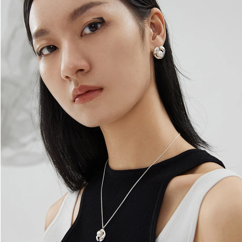 链子925银 轻奢小众原创设计通体百搭925银吊坠气质时尚项链耳坠